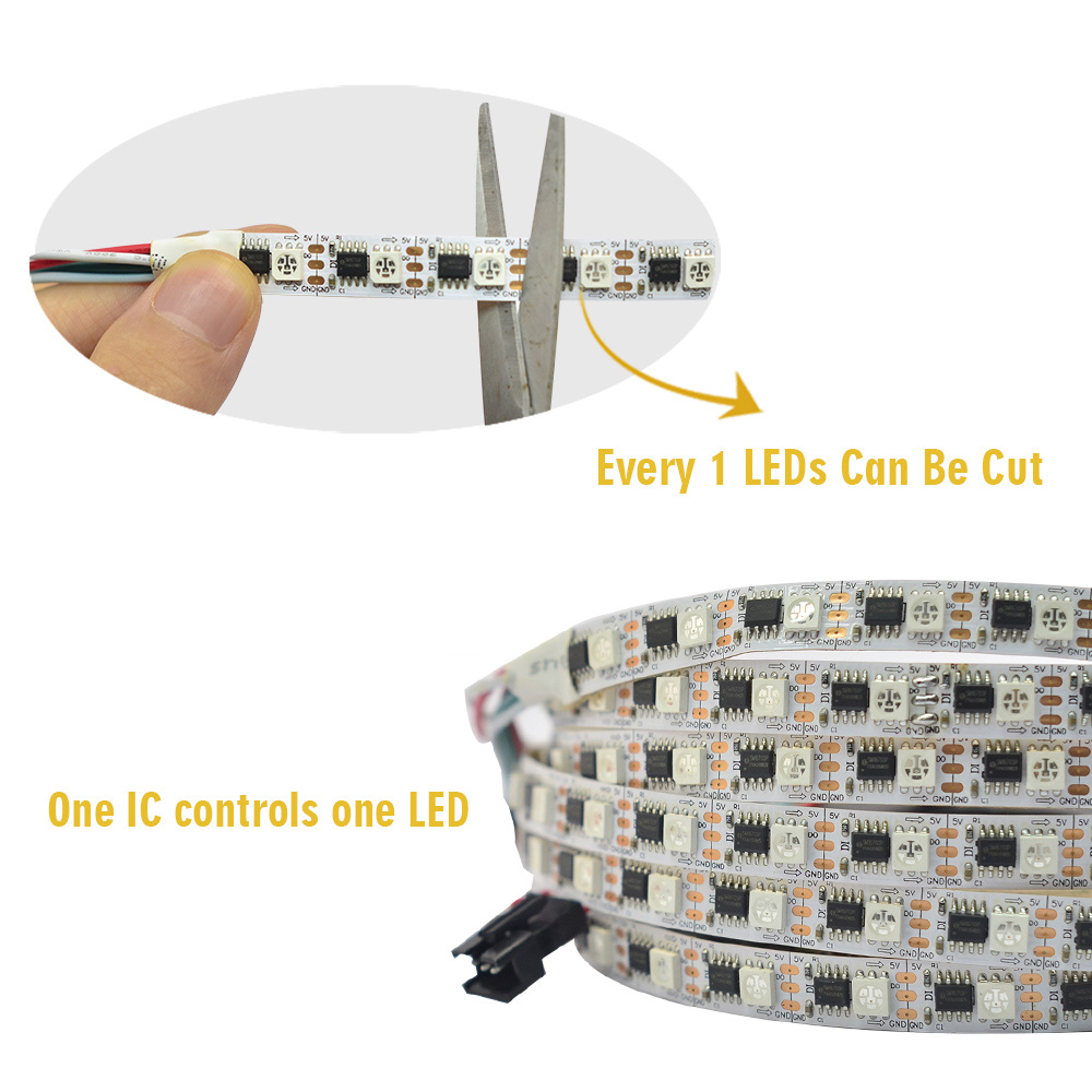WS2811 DC5V 210LEDs Breakpoint-continue Programmable LED Strip Lights, Addressable Digital Full Color Chasing Flexible LED Strips, 5m/16.4ft Per Reel By Sale